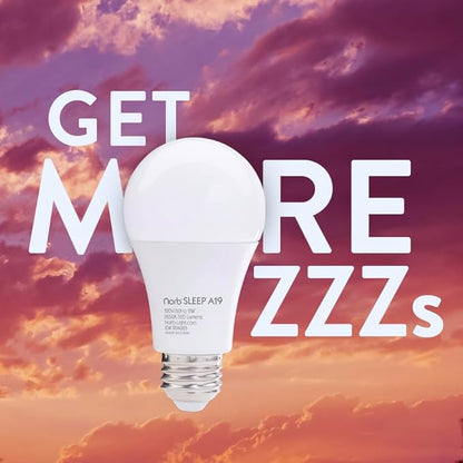 Norb NorbSLEEP Low-Blue Sleep Light Bulb – Melatonin-Boosting Nighttime LED for Restful Sleep – for Babies, Kids, & Adults – 6W A19 Dimmable, Natural Evening Spectrum, White Not Amber (4-Pack)