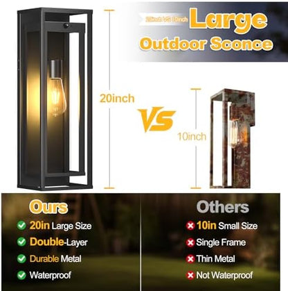 20in Outdoor Wall Light Motion Sensor Sconce Exterior Lighting Fixtures