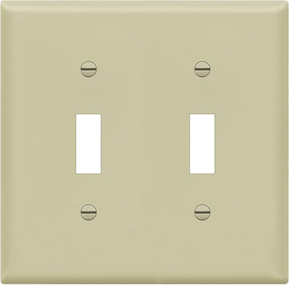 ENERLITES Toggle Light Switch Wall Plate, Gloss Finish, Size 2-Gang 4.50" x 4.57", Unbreakable Polycarbonate Thermoplastic, 8812-I, Ivory