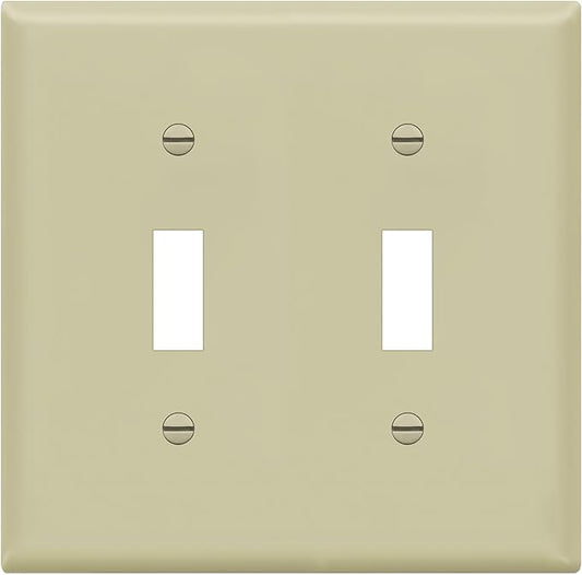 ENERLITES Toggle Light Switch Wall Plate, Gloss Finish, Size 2-Gang 4.50" x 4.57", Unbreakable Polycarbonate Thermoplastic, 8812-I, Ivory