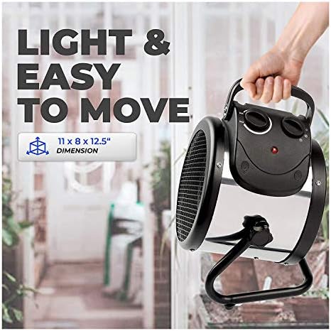 BioGreen Electric Greenhouse Heater & Fan with Digital Thermostat PALMA | 1500 Watts, 5100 BTU/hr | 5800 ft³/h Air Circulation -58 to 210.2°F | Stainless Steel | Spraywater Proof