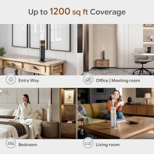 Airversa U1 Smart Tower Waterless Essential Oil Diffuser for Room, Black
