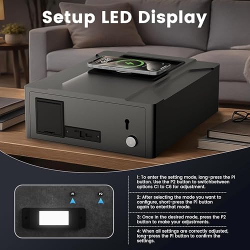 XDeer Smart Biometric Gun Safe for Handgun, 4 Ways Quick Access Fingerprint Gun Safes,Bluetooth App Control, Nightstand Smart Safes Box with Wireless Charging for Phone, Gun Safe Alarm Clock 1pcs