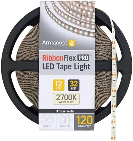 Armacost Lighting RibbonFlex Pro 12V White LED Strip Lights 120 LED/m, 2700K, 32.8 ft, 133250