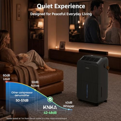 KNKA 2500 Ft² Max 34 Pints Dehumidifier for Basement with Drain Hose, Black