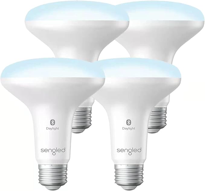 Sengled Smart Bulbs That Work with Alexa, Smart Flood Light Bulb Bluetooth, BR30 Smart Light Bulb 5000K Dimmable 650LM, Daylight 65W Equivalent E26 Recessed, Alexa Light Bulb, No Hub Required, 4 Pack