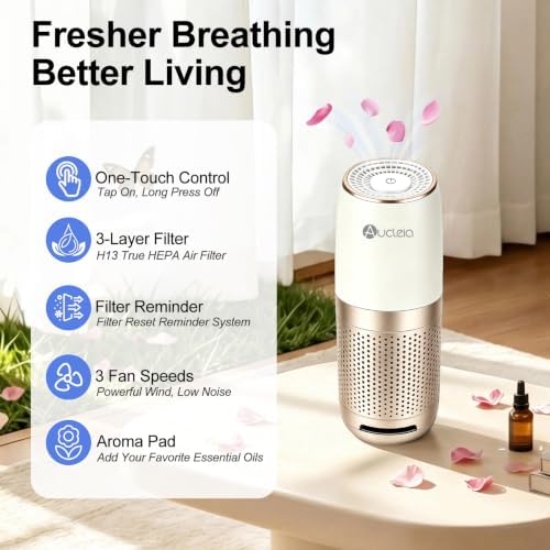 Aucleia 2 Pack Air Purifiers for Bedroom & Dorm Room, True H13 HEPA Filter