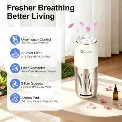 Aucleia 2 Pack Air Purifiers for Bedroom & Dorm Room, True H13 HEPA Filter