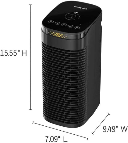 Honeywell InSight HEPA Air Purifier for Medium Rooms (100 sq ft). Allergen Reducer for Wildfire/Smoke, Pollen, Pet Dander & Dust. Air Quality Indicator and Auto Mode - Black, HPA080