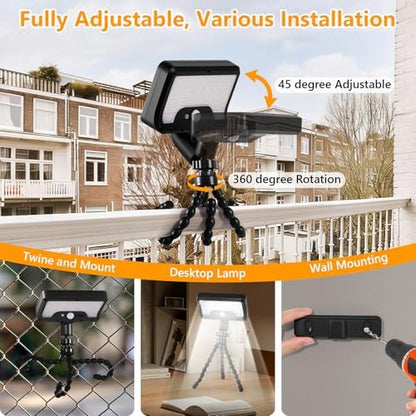 Solar Motion Lights Outdoor with Flexible Octopus Tripod (2 Pack, 6000K)