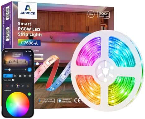 APPECK 16.4ft LED Strip Lights, RGBW Strip Lighting with APP Control