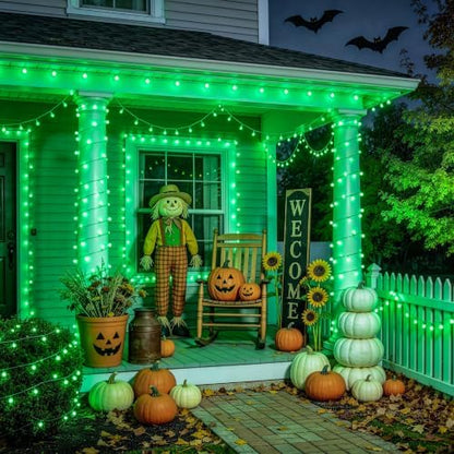 JMEXSUSS Connectable 100 LED Globe String Lights Indoor, 33ft 8 Modes Christmas String Light Plug in, Green Lights Outdoor for Room Bedroom Patio Deck Party St. Patrick's Day Decorations