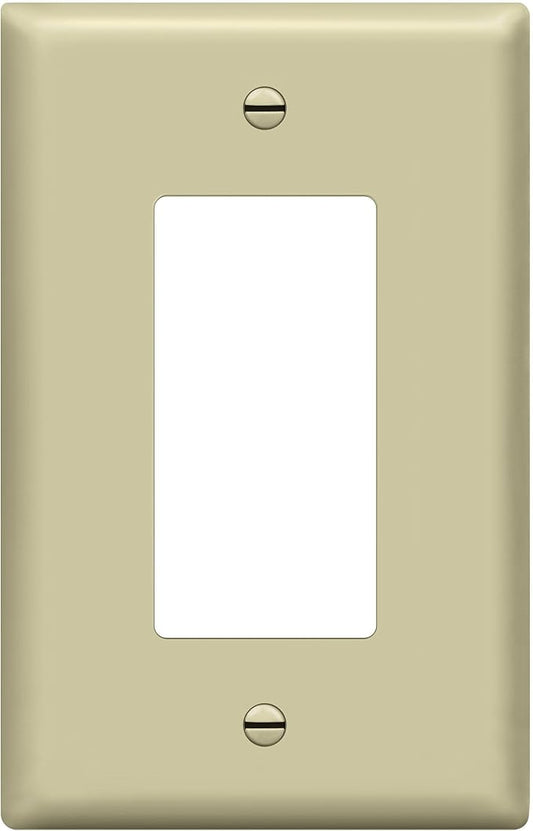 ENERLITES Decorator Light Switch or Receptacle Outlet Wall Plate, Gloss Finish, Midway Size 1-Gang 4.88" x 3.11", Polycarbonate Thermoplastic, UL Listed, 8831M-I, Ivory