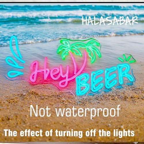 Hey Beer Neon Sign, LED Neon Light for Wall Decor, USB Powered, Adjustable Brightness, Bar Pub Man Cave Party Decor