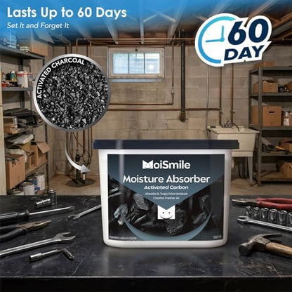 Moisture Absorbers with Activated Charcoal, Humidity Control & Air Deodorizing Preparations for Closet, Bathroom, Basement, Car & RV, 3 Pack