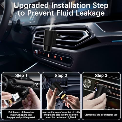 Car Air Freshener Diffuser, Smart Car Air Freshener with 3 Spray Modes, Auto On/Off, Rechargeable Aromatizante para Carro with 10pcs Essential Oil, 5 Scents, Long-Lasting, 2Pack
