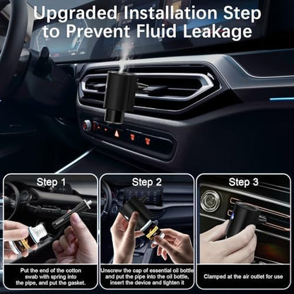 Car Air Freshener Diffuser, Smart Car Air Freshener with 3 Spray Modes, Auto On/Off, Rechargeable Aromatizante para Carro with 10pcs Essential Oil, 5 Scents, Long-Lasting, 2Pack