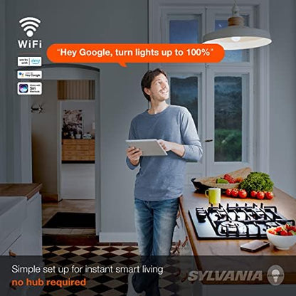 Sylvania WiFi LED Smart A21 Light Bulb, 14.5W Efficient, Tunable White, 2700K - 6500K, for Alexa/Google Assistant/Siri Shortcuts, Energy Star, Frosted - 1 Pack (75805)