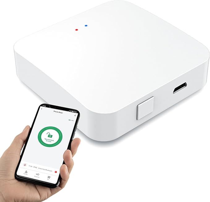 Tuya Smart Hub Bluetooth Gateway: Smart WiFi Bridge for NICE DIGI Smart Door Lock and Tuya Bluetooth Device - Remote Control and Voice Control via Alexa & Google Assistant - Works with 2.4 GHz