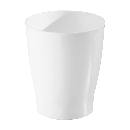 iDesign Small Round Plastic Bathroom Trash Can - Ideal for Bathroom or Office - Set of 2 - White
