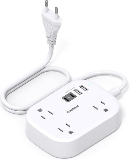 One Beat European Travel Plug Adapter with 3Ft Extension Cord, US to Europe