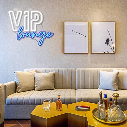 Horseneon VIP Lounge Neon Signs for Wall Decor, VIP Neon Lights Signs for Room Decor, Led Light Up Sign with USB Powered for Bar, Hotel, Cafe, VIP Room, Home Decoration (Blue&White)