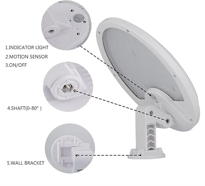 eLEDing Solar Lights Outdoor Super Bright 56 LED Solar Powered Motion Sensor Security Wall Lights with IP65 Waterproof & Rotatable Angle 0-80 Degree for Garage, Patio, Garden, Driveway, Yard