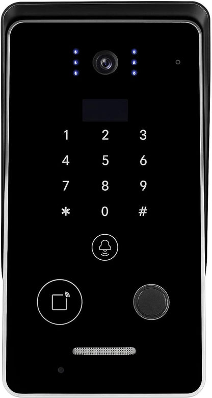 Smart Home 7-Inch Video Intercom Doorbell System with HD Display & Touch Keypad, Fingerprint/Key Card/Password/Remote Unlock, 1200lbs Magnetic Lock (NC) & Exit Button for Homes & Villas