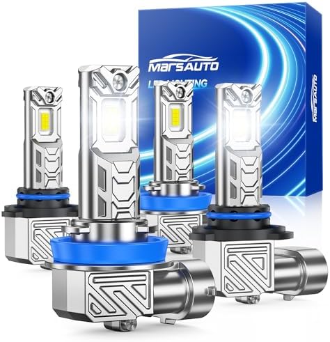 Marsauto 9005 H11 LED Bulbs Combo, IP68 Plug and Play, Pack of 4