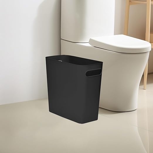 Versatile 1.8 Gallon Plastic Trash Can - The Compact Bin for Bathroom, Kitchen, or Home Office - Black