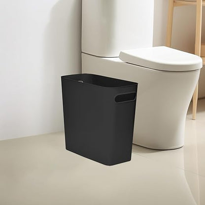 Versatile 1.8 Gallon Plastic Trash Can - The Compact Bin for Bathroom, Kitchen, or Home Office - Black