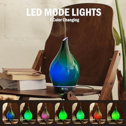 Porseme Essential Oil Diffuser 150ml Handmade Glass Diffuser 6H Runtime
