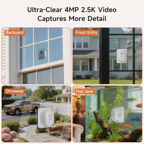 4MP 2.5K Wireless Window Camera, Rechargeable Indoor HD Home Security Camera, 2.4GHz WiFi, Full Color Night Vision, AI Motion Detection, Anti-Glare, No Wiring, Static Cling Mount No Residue