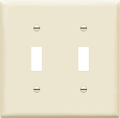 ENERLITES Toggle Light Switch Wall Plate, Gloss Finish, Size 2-Gang 4.50" x 4.57", Unbreakable Polycarbonate Thermoplastic, 8812-LA, Light Almond