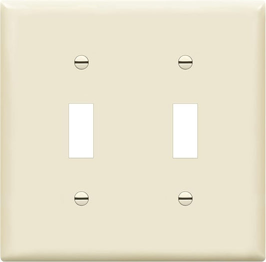 ENERLITES Toggle Light Switch Wall Plate, Gloss Finish, Size 2-Gang 4.50" x 4.57", Unbreakable Polycarbonate Thermoplastic, 8812-LA, Light Almond
