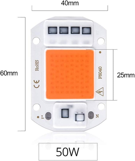 Fengyan Home Bulbs LED Grow Light Full Spectrum LED Phyto Lamp 10W 20W 30W 50W COB Fitolampy Smart IC LED Diode Matrix Growing Lamp Household Lamp (Emitting Color : 50W, Wattage : 110V)