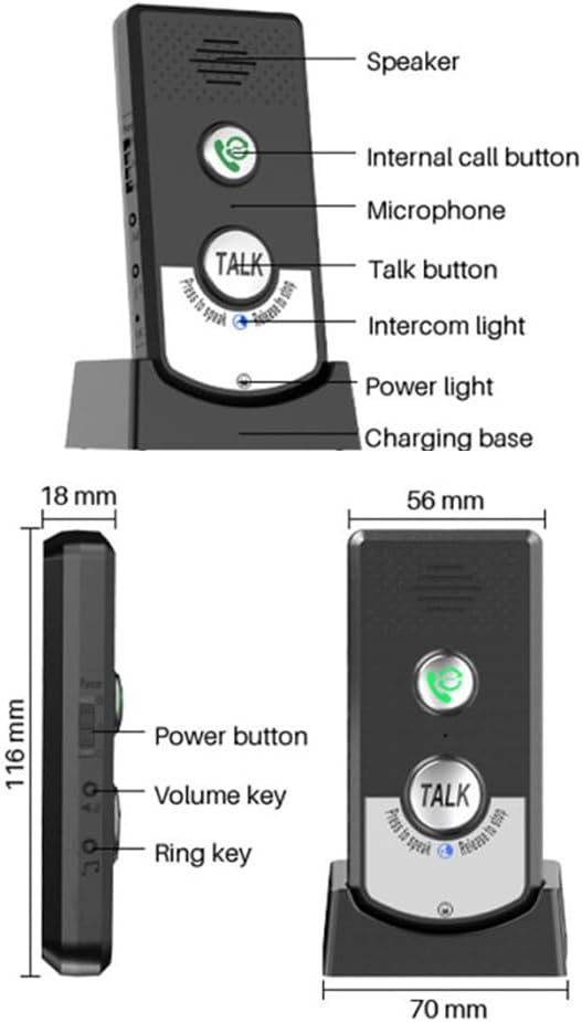 Decdeal 2 Pack Intercoms Wireless for Home, Voice Bidirectional Caller Home Ultra Long Distance Voice Interphone Elderly Caller Room to Room Communication Intercom Two Way Ringtone Call