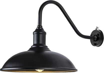 Dusk to Dawn Exterior Farmhouse Lighting, 21" Barn Light Fixture for House with Anti-ponding Bottom, Barn Gooseneck Lighting for Garage Patio Porch (21" Diameter, 1 PC)