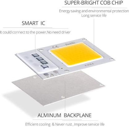 Fengyan Home Bulbs 2pcs/lot COB LED Spotlight 10W 20W 30W 110V 220V High Power LED Matrix Smart IC Bulb Floodlight Downlight Searchlight Source Household Lamp