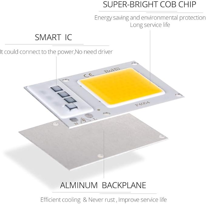 Fengyan Home Bulbs 2pcs/lot COB LED Spotlight 10W 20W 30W 110V 220V High Power LED Matrix Smart IC Bulb Floodlight Downlight Searchlight Source Household Lamp
