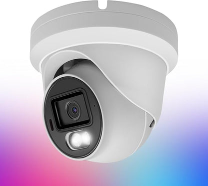 8MP 4K PoE IP Security Dome Camera Outdoor, Full Color Turret IP Camera with Smart Dual Light, Two Way Talk, SD Card Slot, 98ft Night Vision, 110°Wide Angle, Human/Vehicle Detection