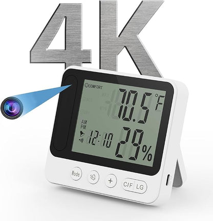 Hidden WIFI Wireless Security MINI Camera, 4K Nanny Cam Clock 2.4G& 5G