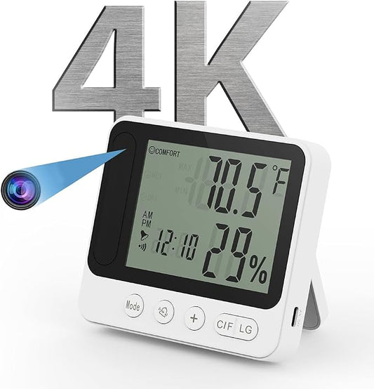 Hidden WIFI Wireless Security MINI Camera, 4K Nanny Cam Clock 2.4G& 5G
