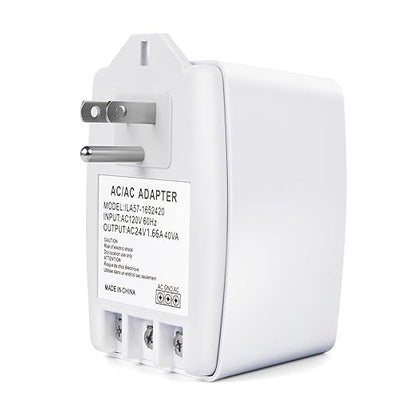 24V 40VA Transformer, Doorbell Transformer Plug in Compatible with Nest, Ecobee, Sensi, Honeywell All Versions of Ring Doorbell Thermostat (Wireless White, 40.0, Watts)