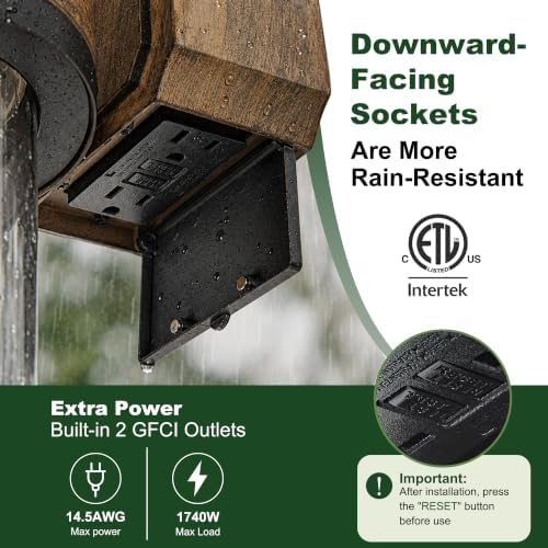 OKELI Dusk to Dawn Outdoor Wall Lights with GFCI Outlet, Waterproof Rustic Farmhouse Wall Lanterns with Clear Glass Shades, Anti-Rust Outside Fixture Lights for Garage Patio Porch, Wood Grain, 2 Pack