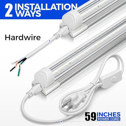 Barrina T8 LED Shop Lights 2FT, 20W 3000LM 5000K, 2 Pack, High Output Tube