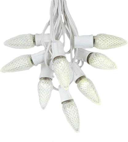 Novelty Lights 25 Foot C9 LED Outdoor Lighting Patio Christmas String Light Set, Warm White, White Wire, 25 Bulbs