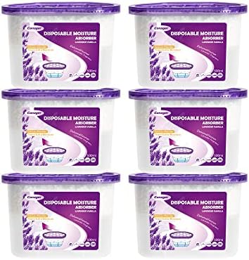 CANAGER Lavender Vanilla Moisture Absorber Box,Odor Eliminator and Dehumidifier Boxes for Closet,Bedroom,Kitchen,Bathroom-6 Packs,Cups - Traps Moisture for Fresher, Cleaner Air Purple