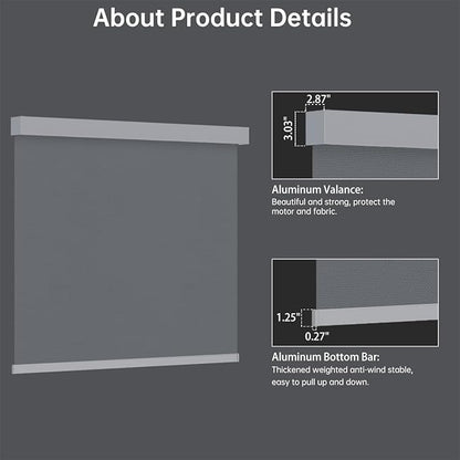 Motorized Blinds with Remote, Blackout Smart Blinds for Windows Automatic Shades Compatible with Alexa, Motorized Shades Customized for Bedroom Home Office (Blackout-Vinyl Smoky Grey)