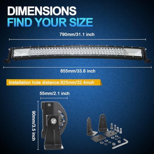 Willpower 32 Inch Curved LED Light Bar 405W Offroad Driving Light